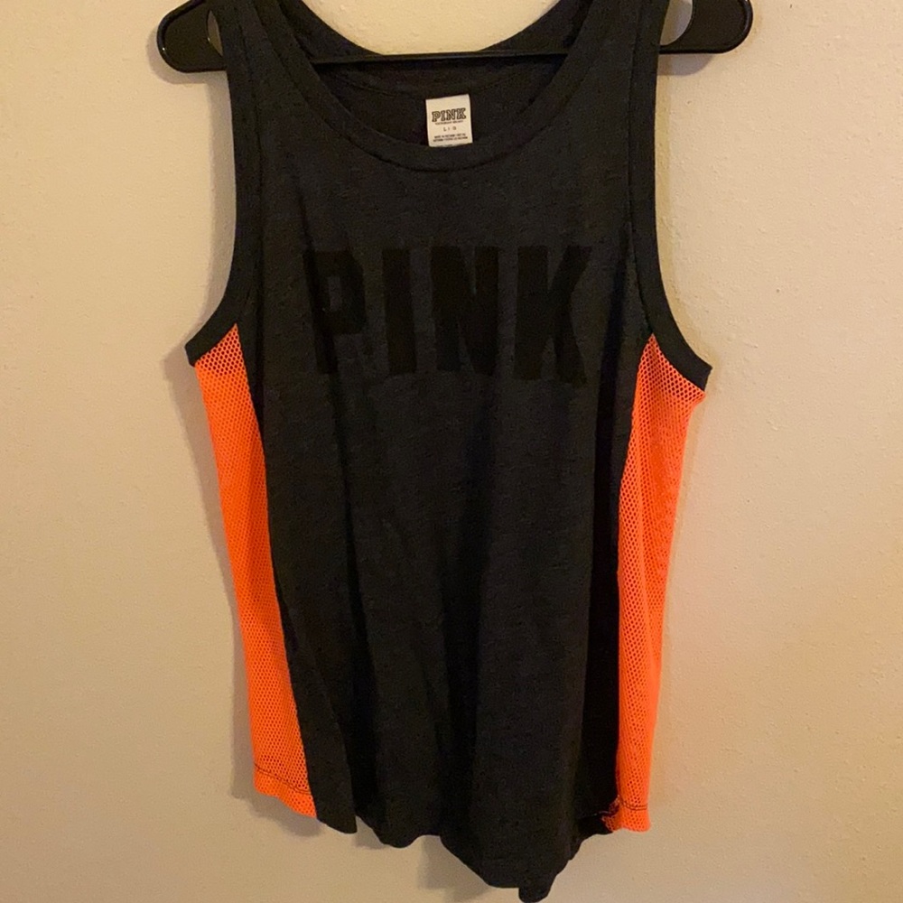 PINK dark grey and hot pink tank/swimsuit cover up